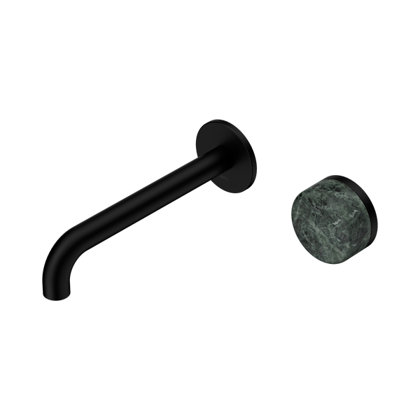 Nero Serenity Progressive Wall Basin Mixer 160mm Spout + Verde Alpi Handle - Design 10