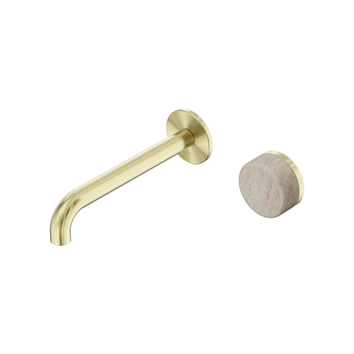 Nero Serenity Progressive Wall Basin Mixer 185mm Spout + Rome Travertine Handle
