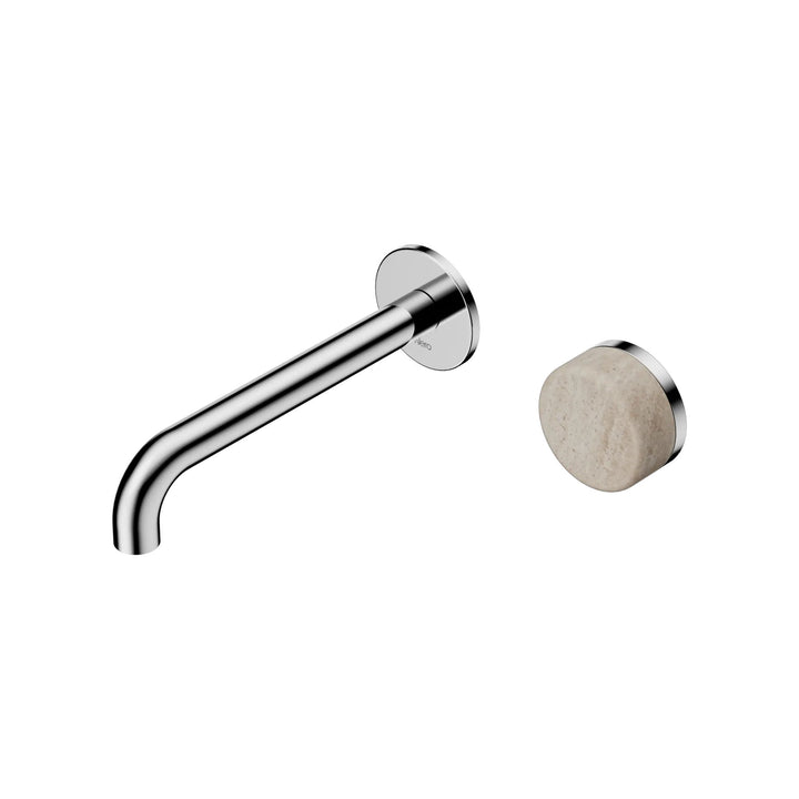 Nero Serenity Progressive Wall Basin Mixer 185mm Spout + Rome Travertine Handle