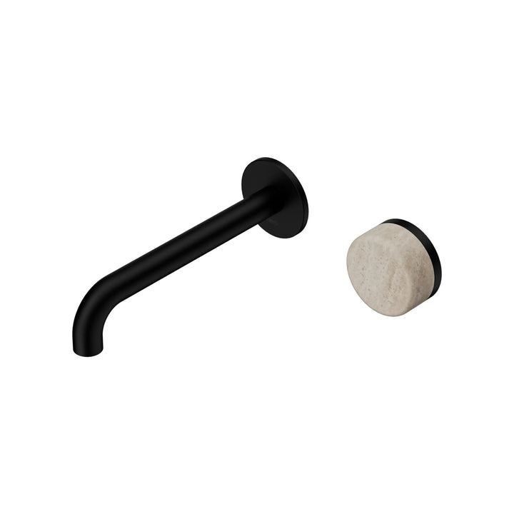 Nero Serenity Progressive Wall Basin Mixer 185mm Spout + Rome Travertine Handle