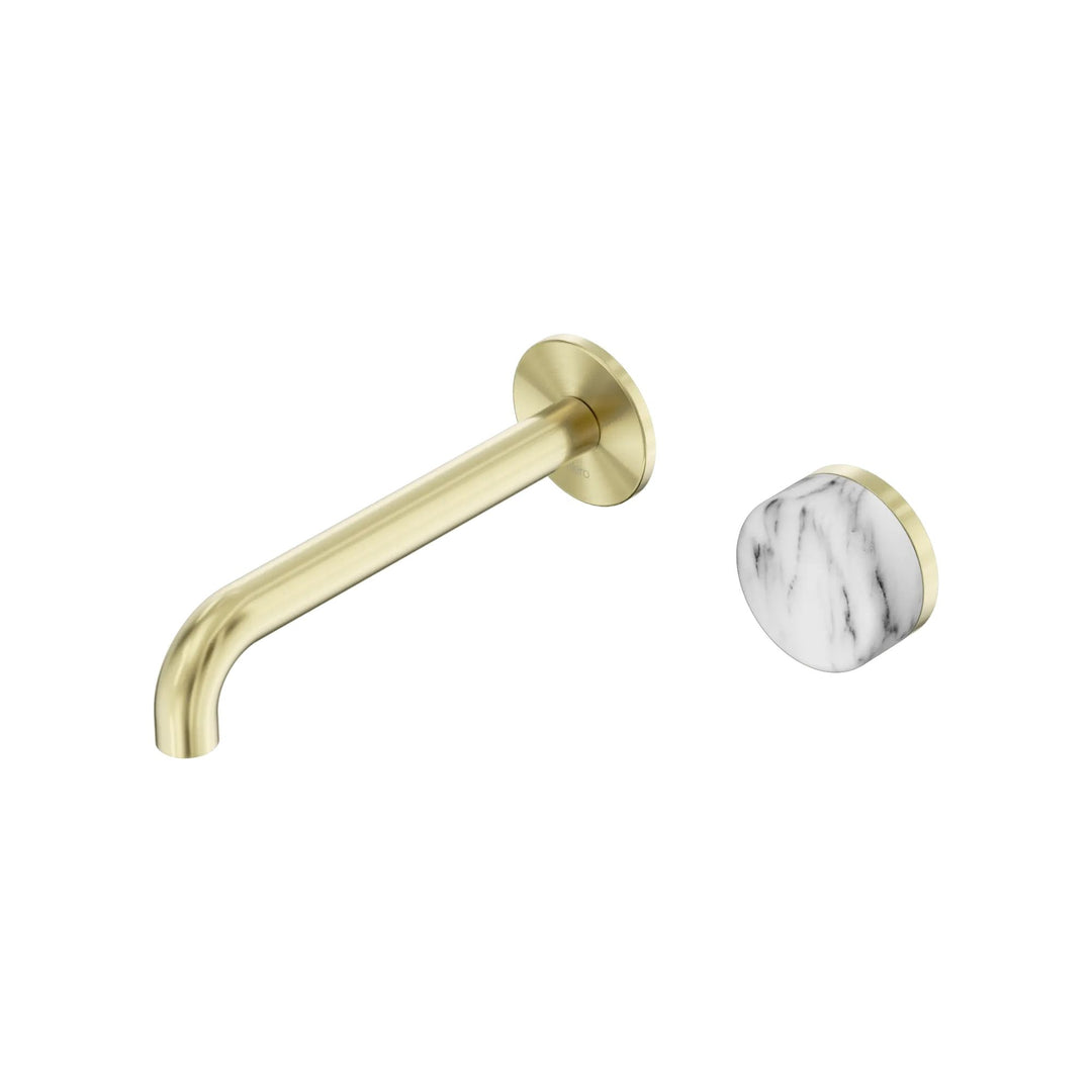Nero Serenity Progressive Wall Basin Mixer 185mm Spout + Arabescato Corchia Handle