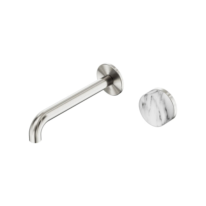 Nero Serenity Progressive Wall Basin Mixer 185mm Spout + Arabescato Corchia Handle
