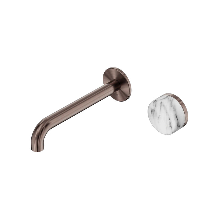 Nero Serenity Progressive Wall Basin Mixer 185mm Spout + Arabescato Corchia Handle