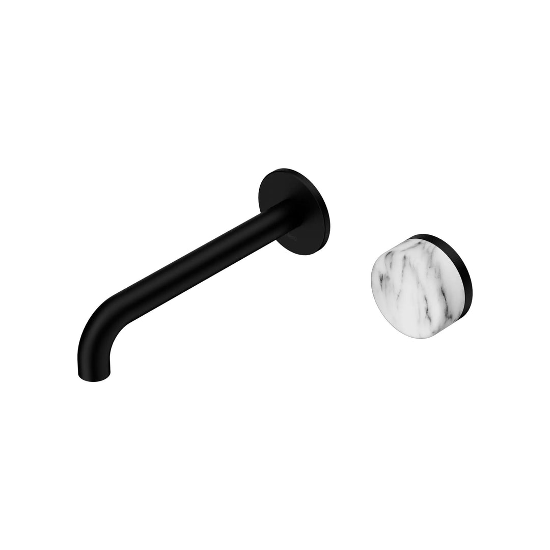 Nero Serenity Progressive Wall Basin Mixer 185mm Spout + Arabescato Corchia Handle