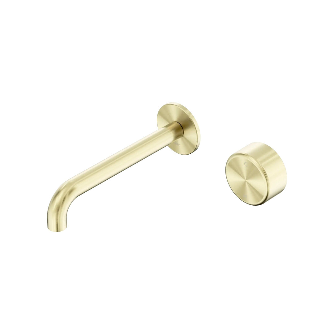 Nero Serenity Progressive Wall Basin Mixer 185mm Spout + Metal Handle