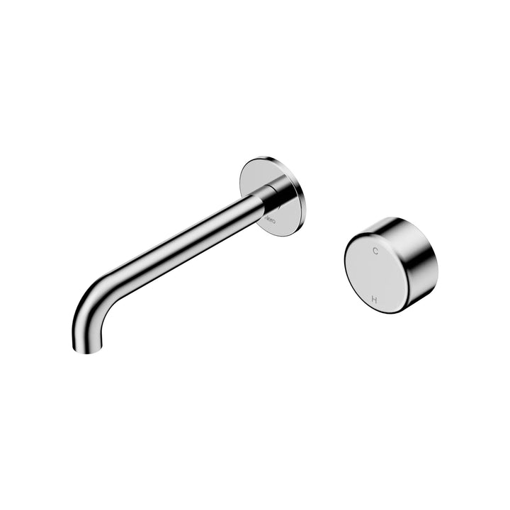 Nero Serenity Progressive Wall Basin Mixer 185mm Spout + Metal Handle