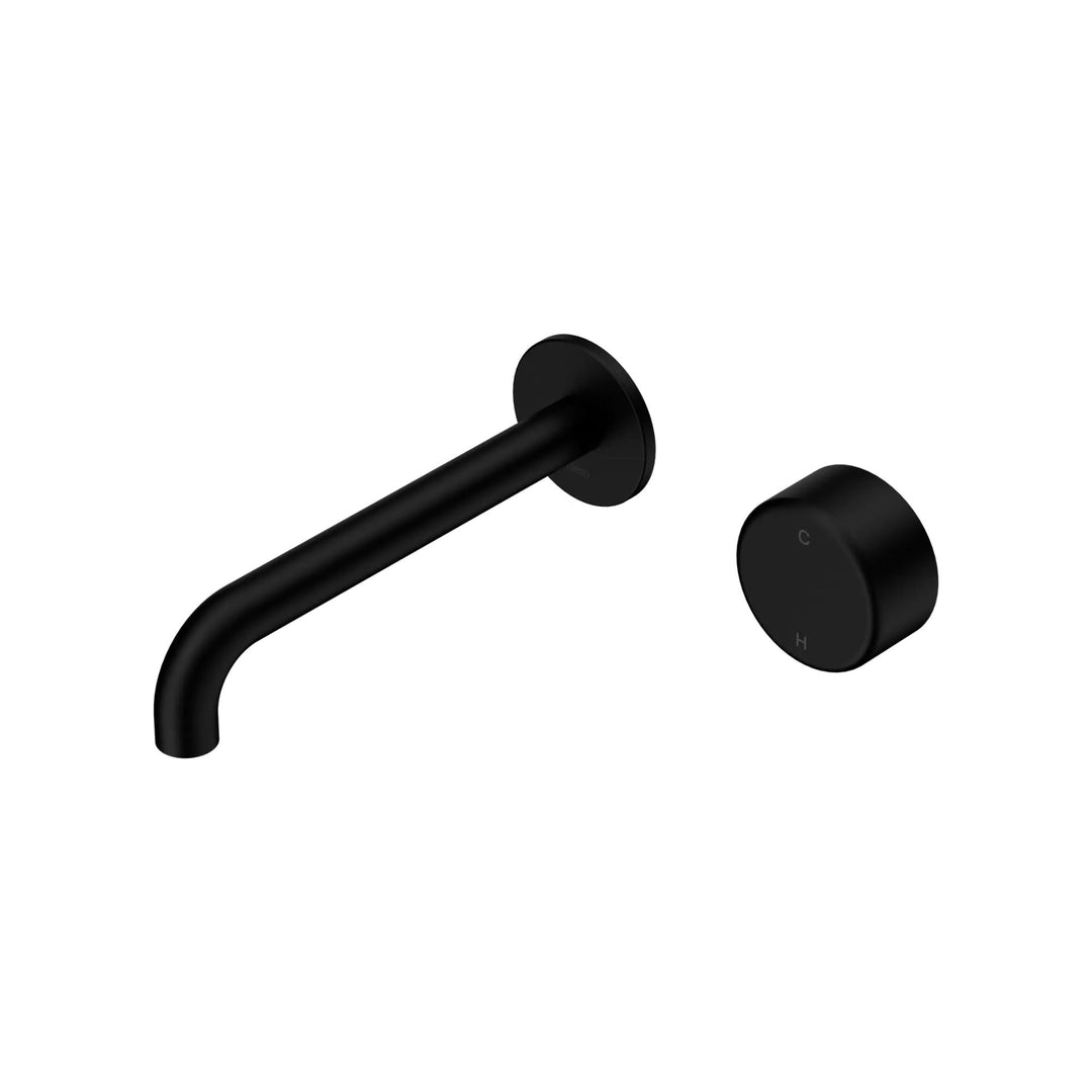 Nero Serenity Progressive Wall Basin Mixer 185mm Spout + Metal Handle