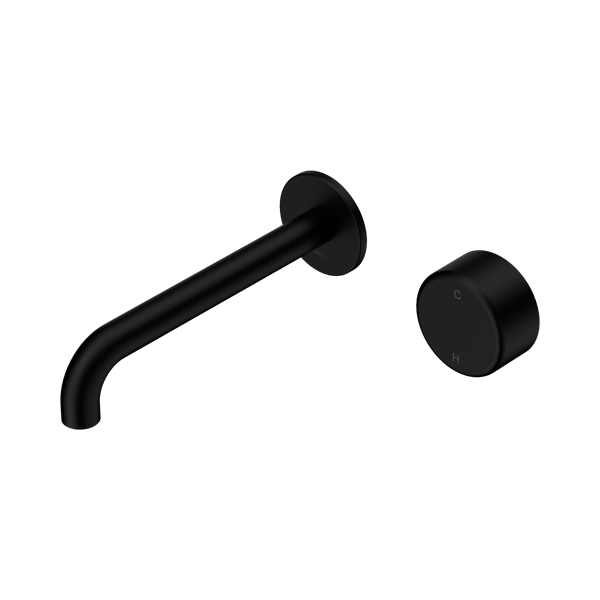 Nero Serenity Progressive Wall Basin Mixer 220mm Spout + Metal Handle - Design 10