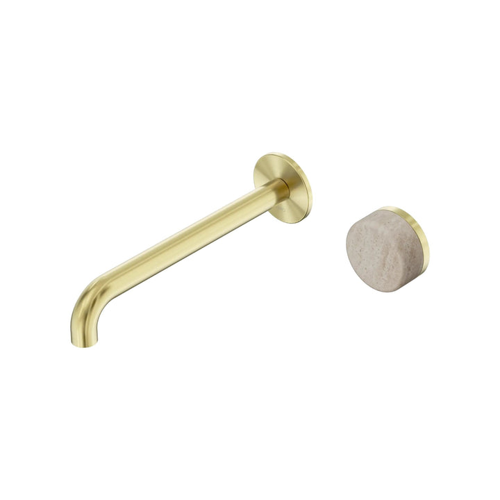 Nero Serenity Progressive Wall Basin Mixer 220mm Spout + Rome Travertine Handle