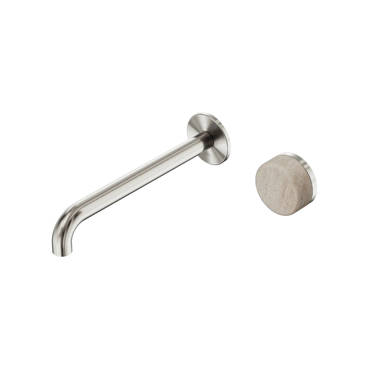 Nero Serenity Progressive Wall Basin Mixer 220mm Spout + Rome Travertine Handle