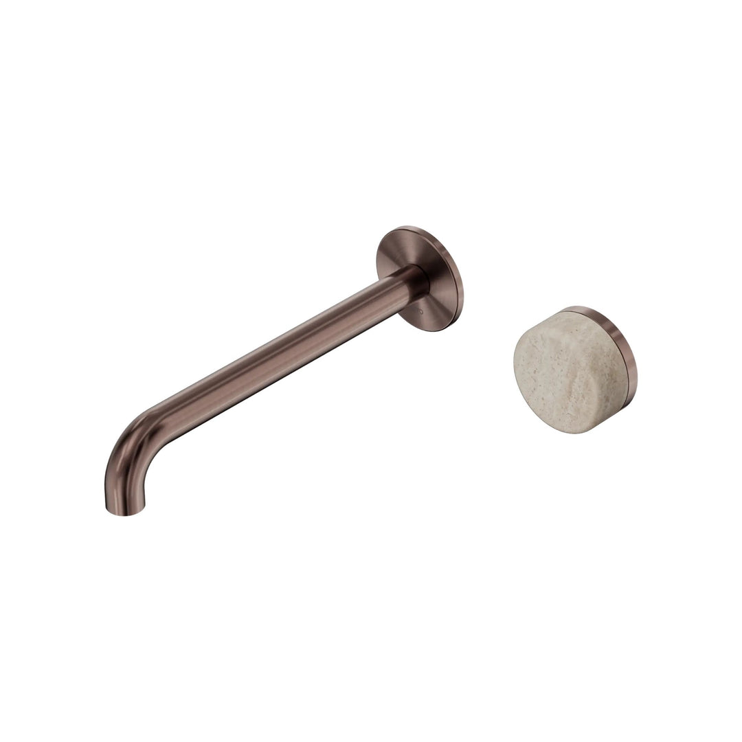 Nero Serenity Progressive Wall Basin Mixer 220mm Spout + Rome Travertine Handle