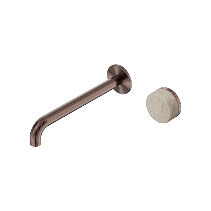 Nero Serenity Progressive Wall Basin Mixer 220mm Spout + Rome Travertine Handle