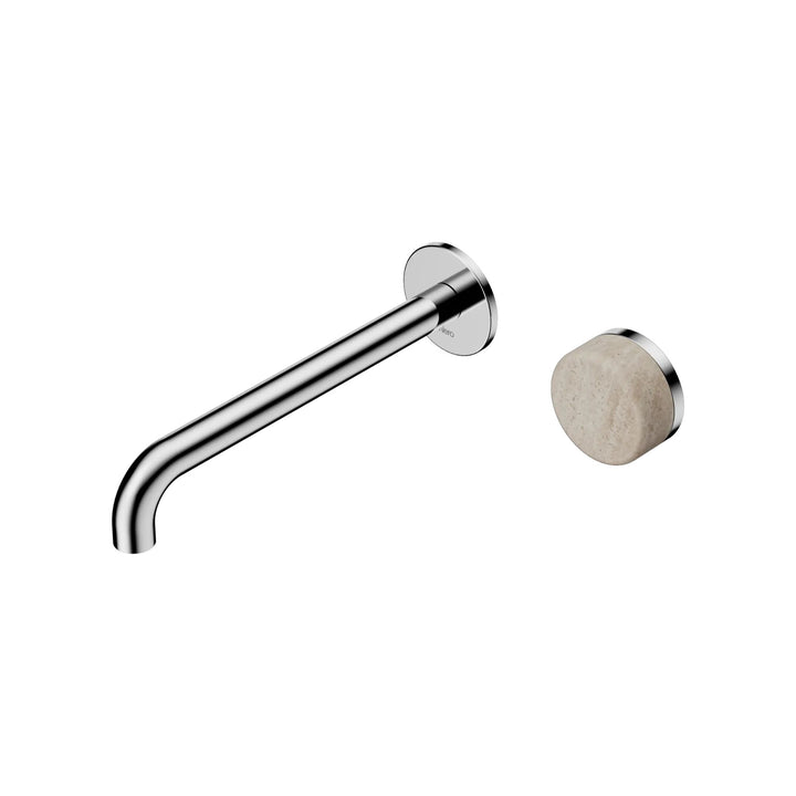 Nero Serenity Progressive Wall Basin Mixer 220mm Spout + Rome Travertine Handle