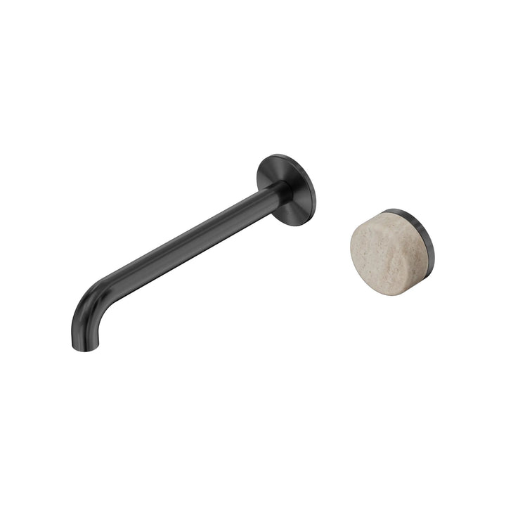 Nero Serenity Progressive Wall Basin Mixer 220mm Spout + Rome Travertine Handle