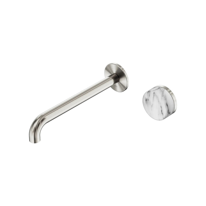 Nero Serenity Progressive Wall Basin Mixer 220mm Spout + Arabescato Corchia Handle