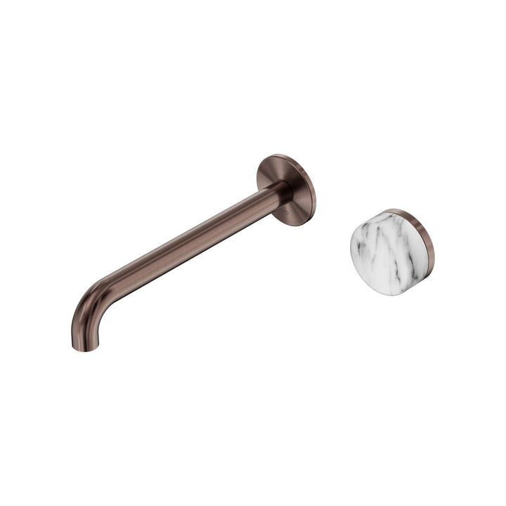 Nero Serenity Progressive Wall Basin Mixer 220mm Spout + Arabescato Corchia Handle