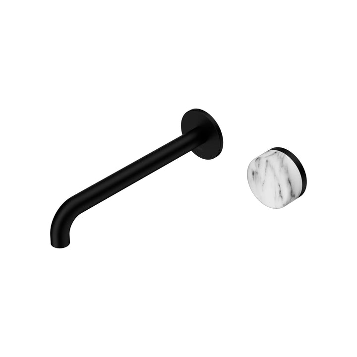 Nero Serenity Progressive Wall Basin Mixer 220mm Spout + Arabescato Corchia Handle
