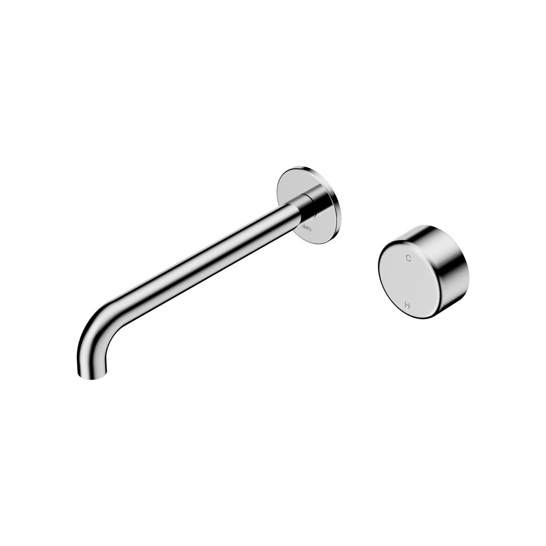 Nero Serenity Progressive Wall Basin Mixer 220mm Spout + Metal Handle