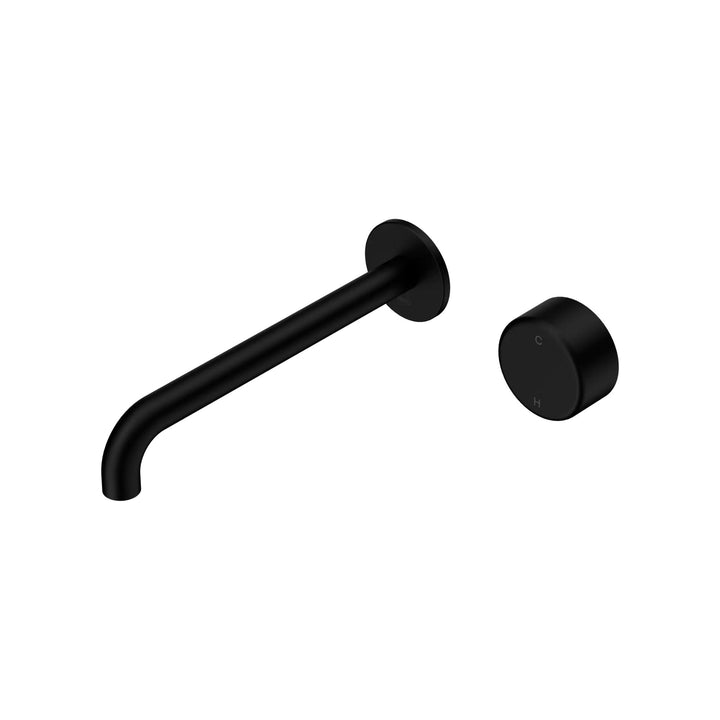 Nero Serenity Progressive Wall Basin Mixer 220mm Spout + Metal Handle