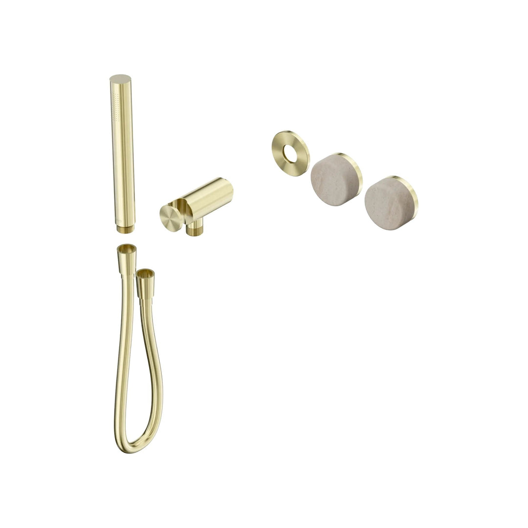 Nero Serenity Progressive Shower System Trim Kit - Rome Travertine Handle & Slim Shower