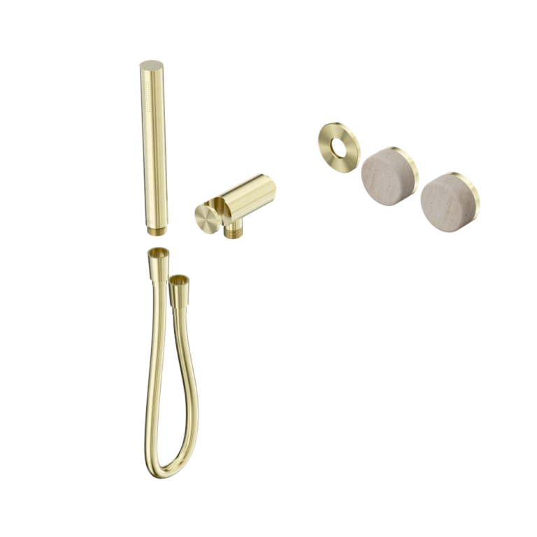 Nero Serenity Progressive Shower System Trim Kit - Rome Travertine Handle & Slim Shower - Design 10
