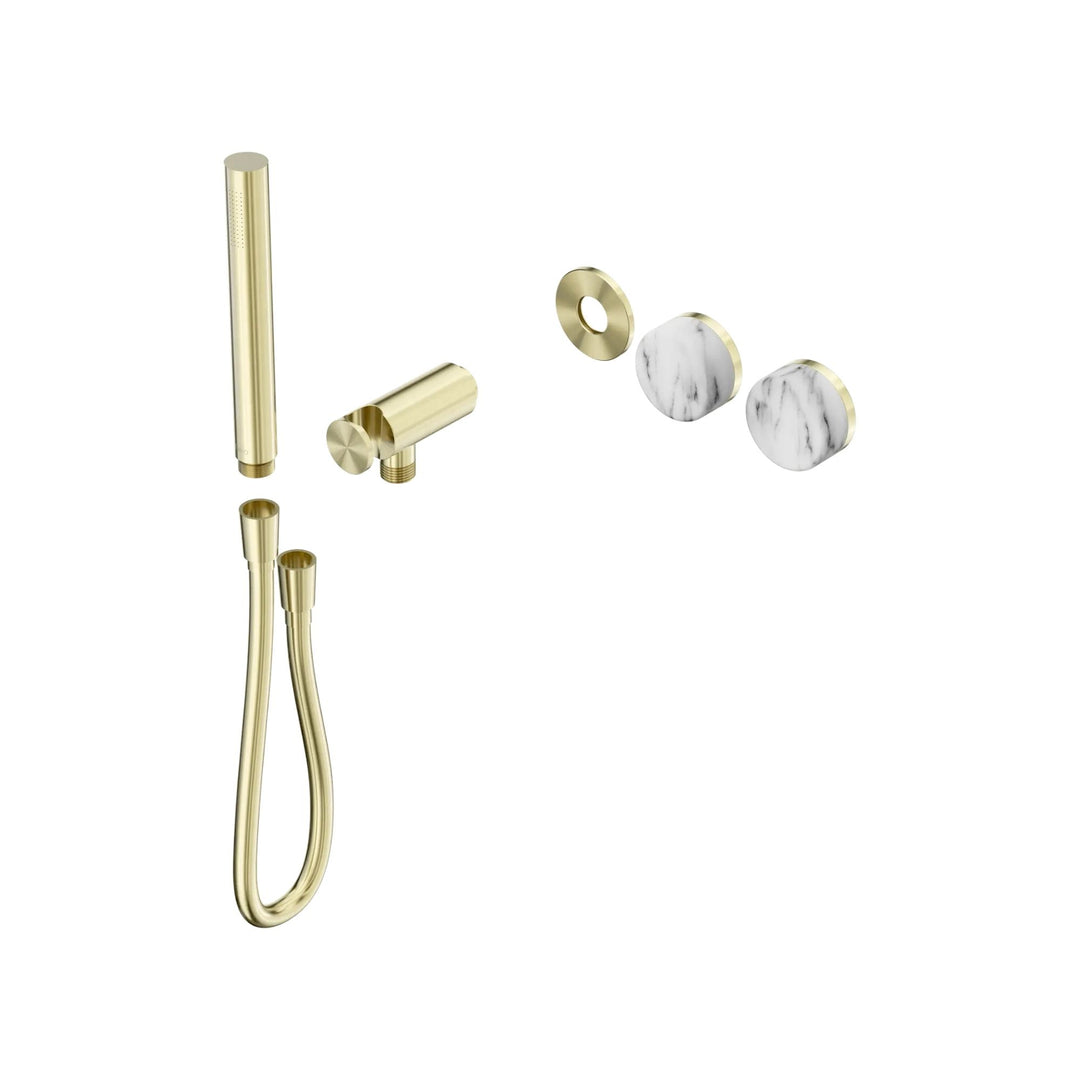 Nero Serenity Progressive Shower System Trim Kit - Arabescato Corchia Handle & Slim Shower