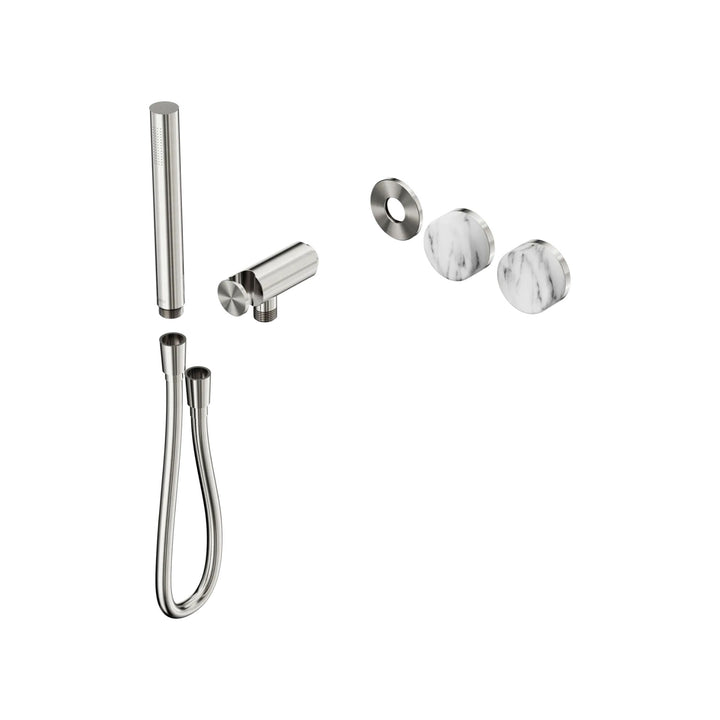 Nero Serenity Progressive Shower System Trim Kit - Arabescato Corchia Handle & Slim Shower
