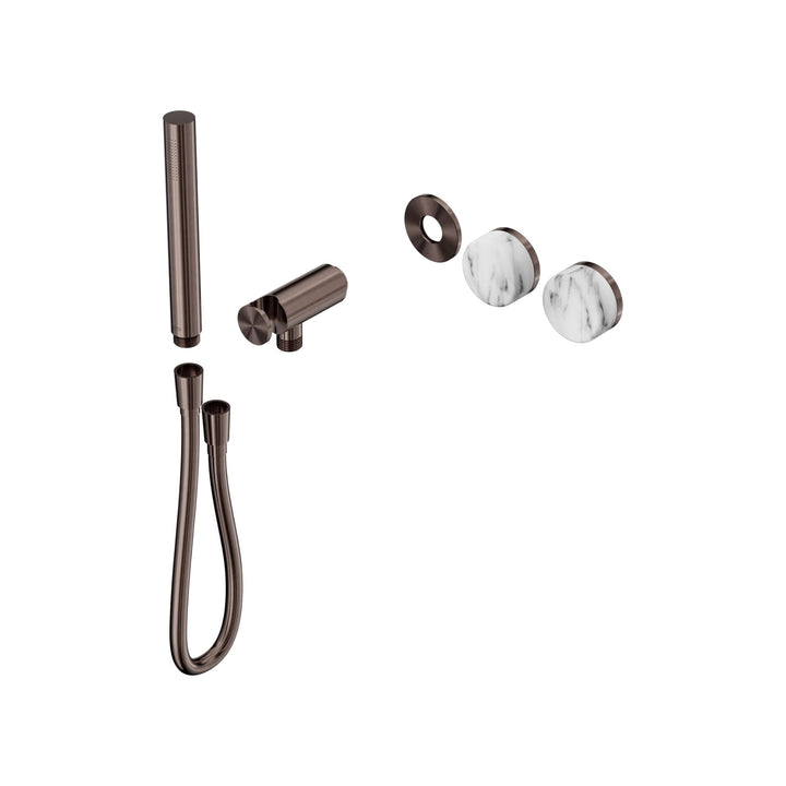 Nero Serenity Progressive Shower System Trim Kit - Arabescato Corchia Handle & Slim Shower