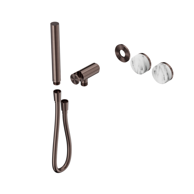 Nero Serenity Progressive Shower System Trim Kit - Arabescato Corchia Handle & Slim Shower - Design 10