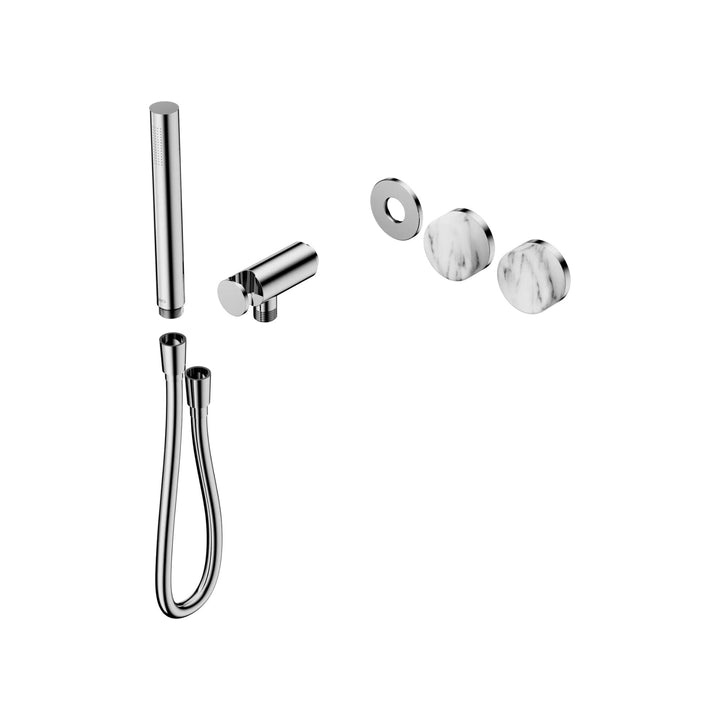 Nero Serenity Progressive Shower System Trim Kit - Arabescato Corchia Handle & Slim Shower