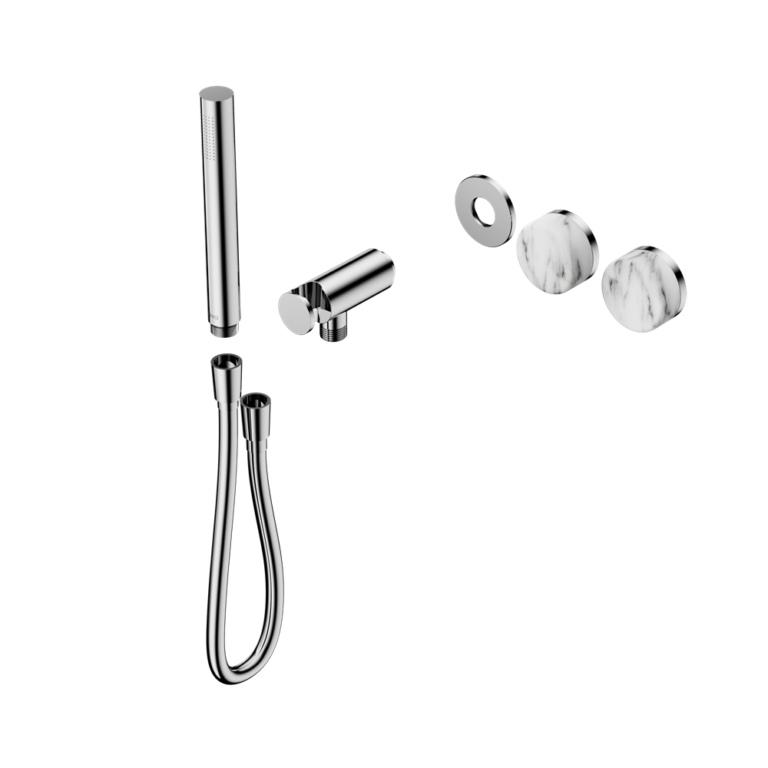 Nero Serenity Progressive Shower System Trim Kit - Arabescato Corchia Handle & Slim Shower - Design 10