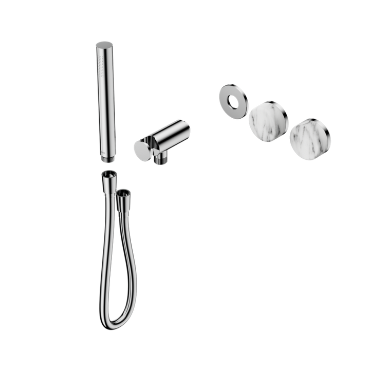 Nero Serenity Progressive Shower System Trim Kit - Arabescato Corchia Handle & Slim Shower - Design 10