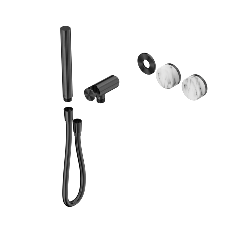 Nero Serenity Progressive Shower System Trim Kit - Arabescato Corchia Handle & Slim Shower - Design 10