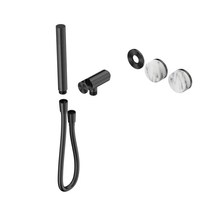Nero Serenity Progressive Shower System Trim Kit - Arabescato Corchia Handle & Slim Shower - Design 10