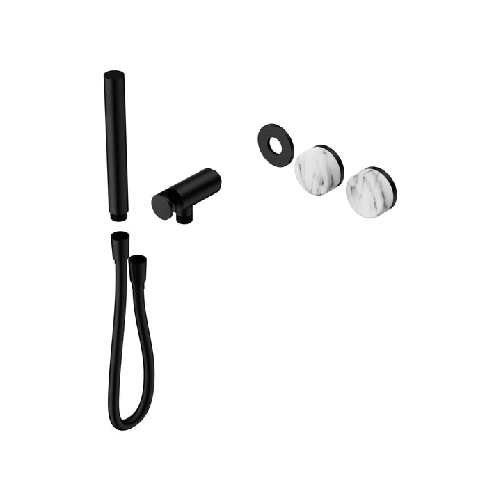 Nero Serenity Progressive Shower System Trim Kit - Arabescato Corchia Handle & Slim Shower