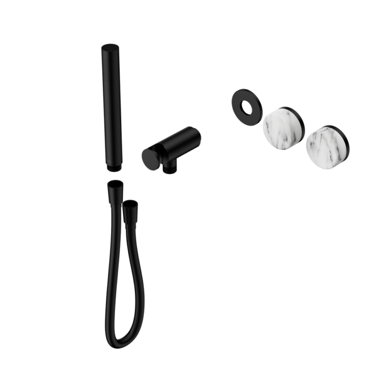 Nero Serenity Progressive Shower System Trim Kit - Arabescato Corchia Handle & Slim Shower - Design 10
