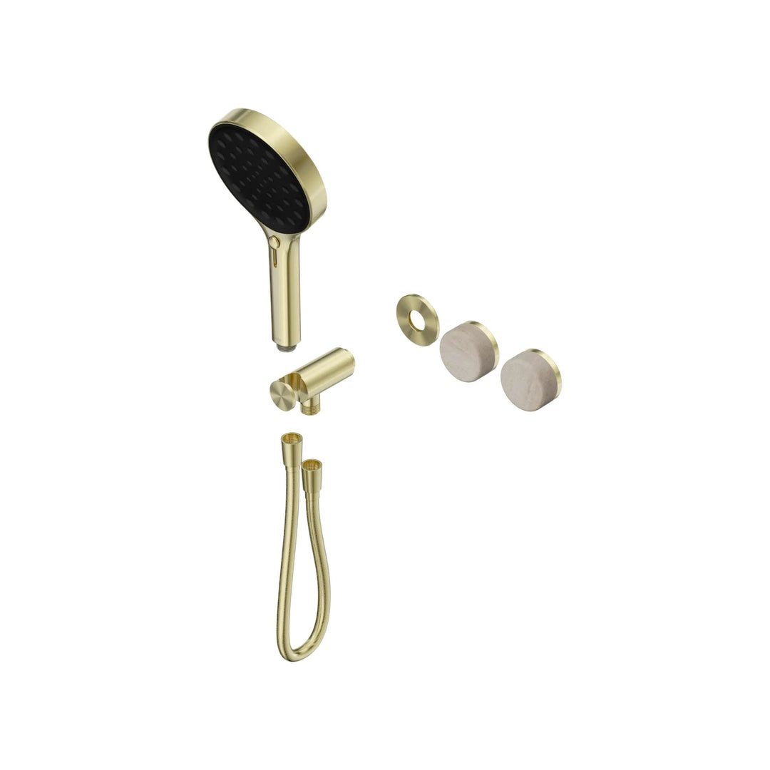 Nero Serenity Progressive Shower System Trim Kit - Rome Travertine Handle & Hand Shower