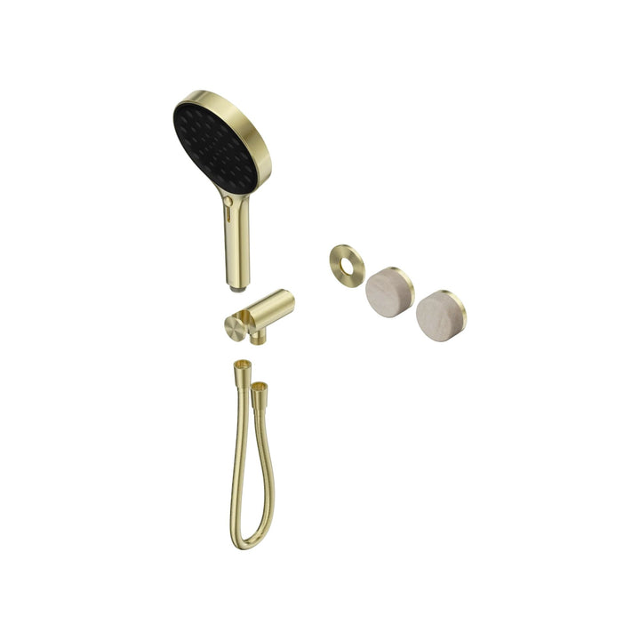 Nero Serenity Progressive Shower System Trim Kit - Rome Travertine Handle & Hand Shower