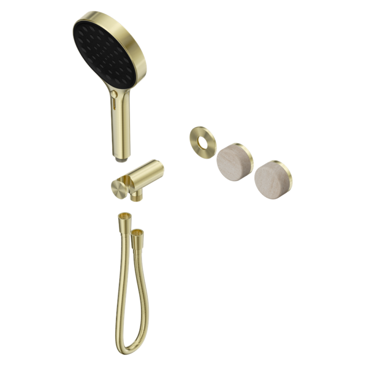 Nero Serenity Progressive Shower System Trim Kit - Rome Travertine Handle & Hand Shower - Design 10