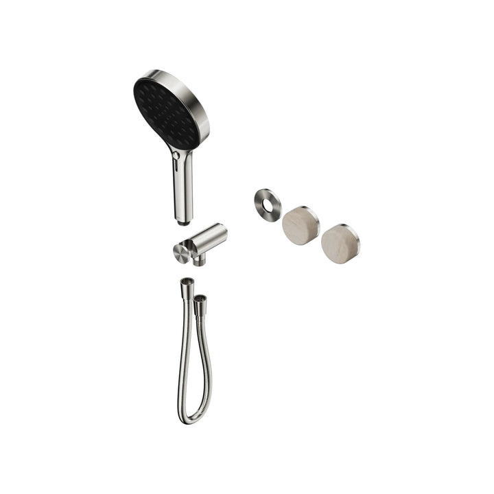 Nero Serenity Progressive Shower System Trim Kit - Rome Travertine Handle & Hand Shower