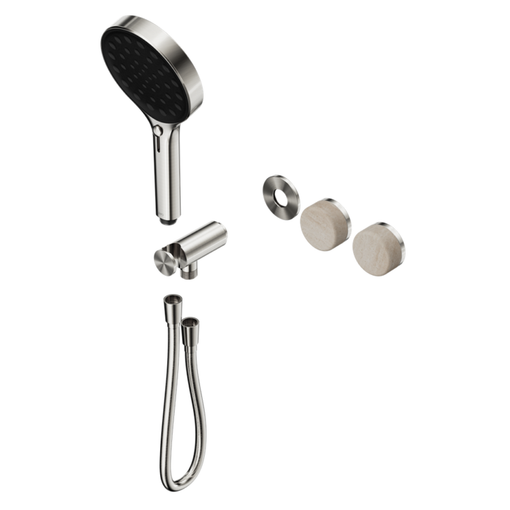 Nero Serenity Progressive Shower System Trim Kit - Rome Travertine Handle & Hand Shower - Design 10