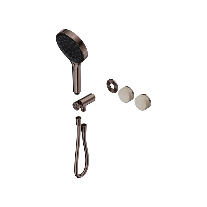 Nero Serenity Progressive Shower System Trim Kit - Rome Travertine Handle & Hand Shower