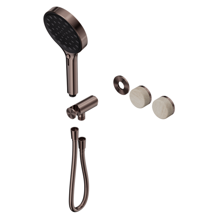 Nero Serenity Progressive Shower System Trim Kit - Rome Travertine Handle & Hand Shower - Design 10