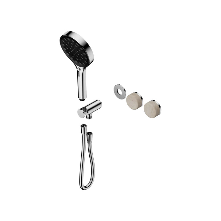 Nero Serenity Progressive Shower System Trim Kit - Rome Travertine Handle & Hand Shower
