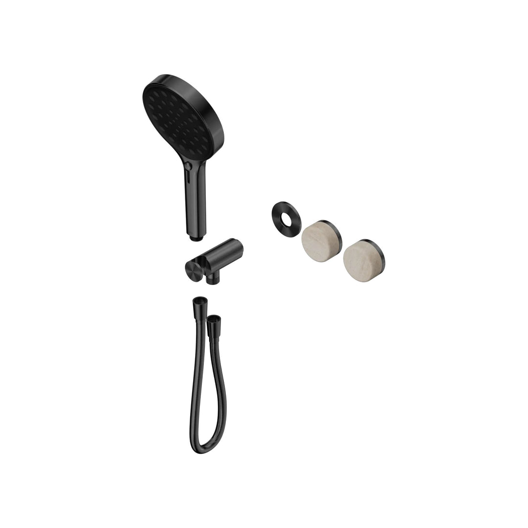 Nero Serenity Progressive Shower System Trim Kit - Rome Travertine Handle & Hand Shower