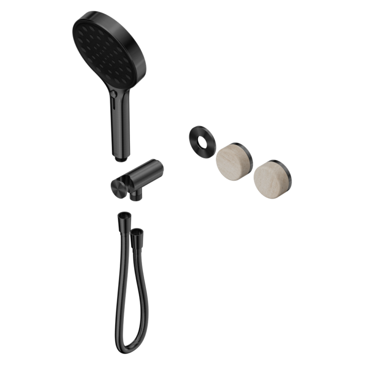 Nero Serenity Progressive Shower System Trim Kit - Rome Travertine Handle & Hand Shower - Design 10