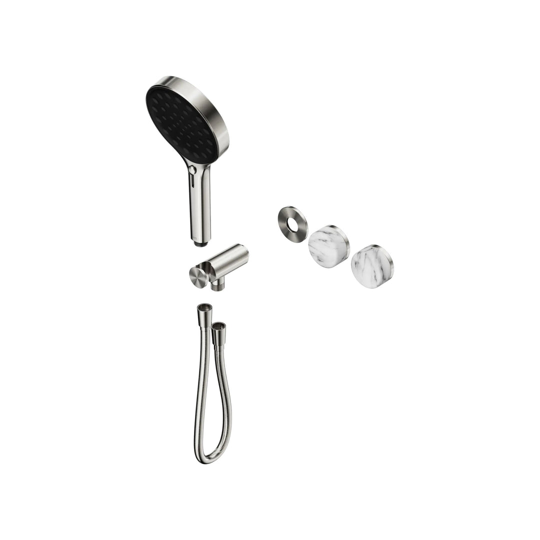 Nero Serenity Progressive Shower System Trim Kit - Arabescato Corchia Handle & Hand Shower