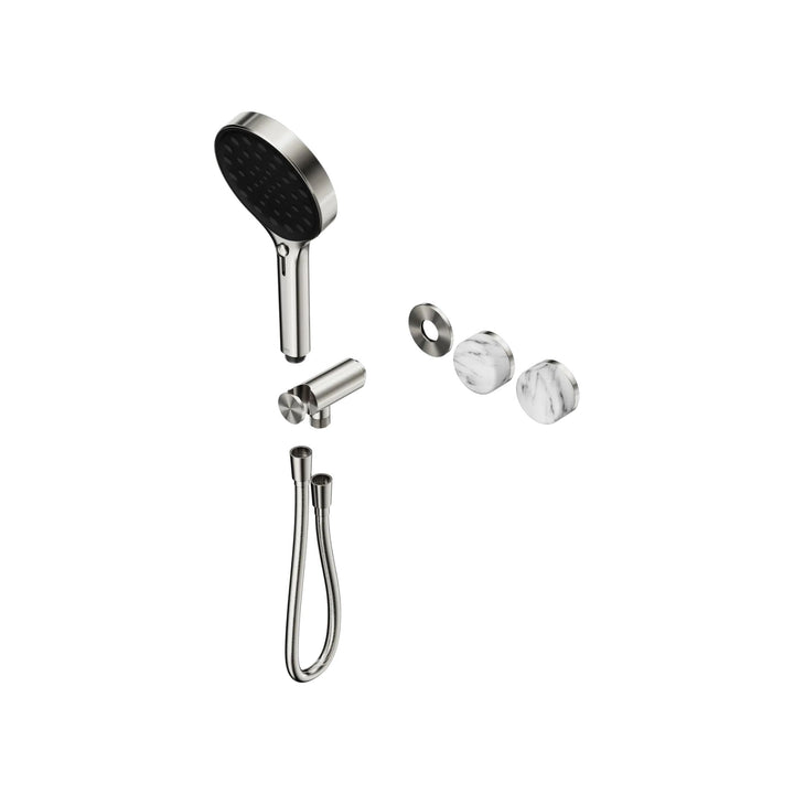 Nero Serenity Progressive Shower System Trim Kit - Arabescato Corchia Handle & Hand Shower