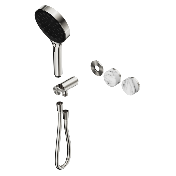 Nero Serenity Progressive Shower System Trim Kit - Arabescato Corchia Handle & Hand Shower - Design 10