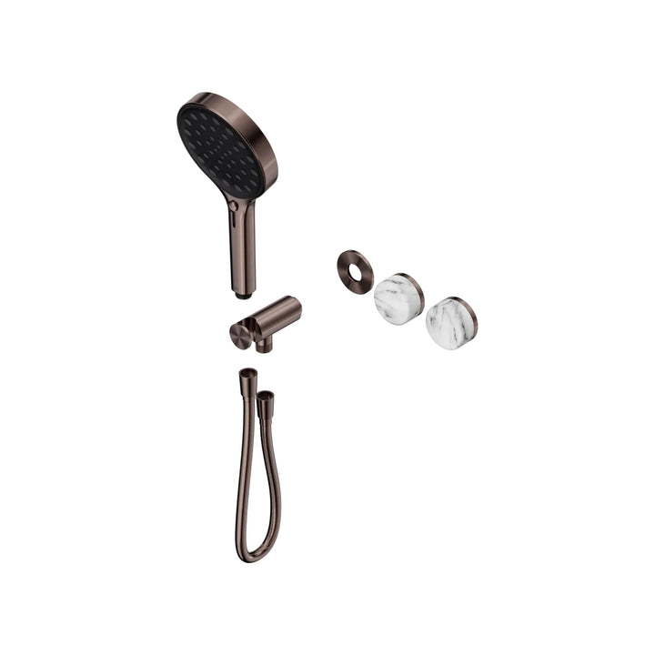 Nero Serenity Progressive Shower System Trim Kit - Arabescato Corchia Handle & Hand Shower